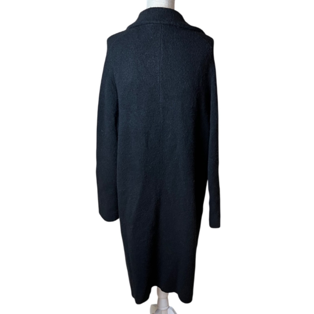 Vince Black Long Wool Blend Coat Minimalist Button Front Luxury Outerwear - Picture 8 of 14